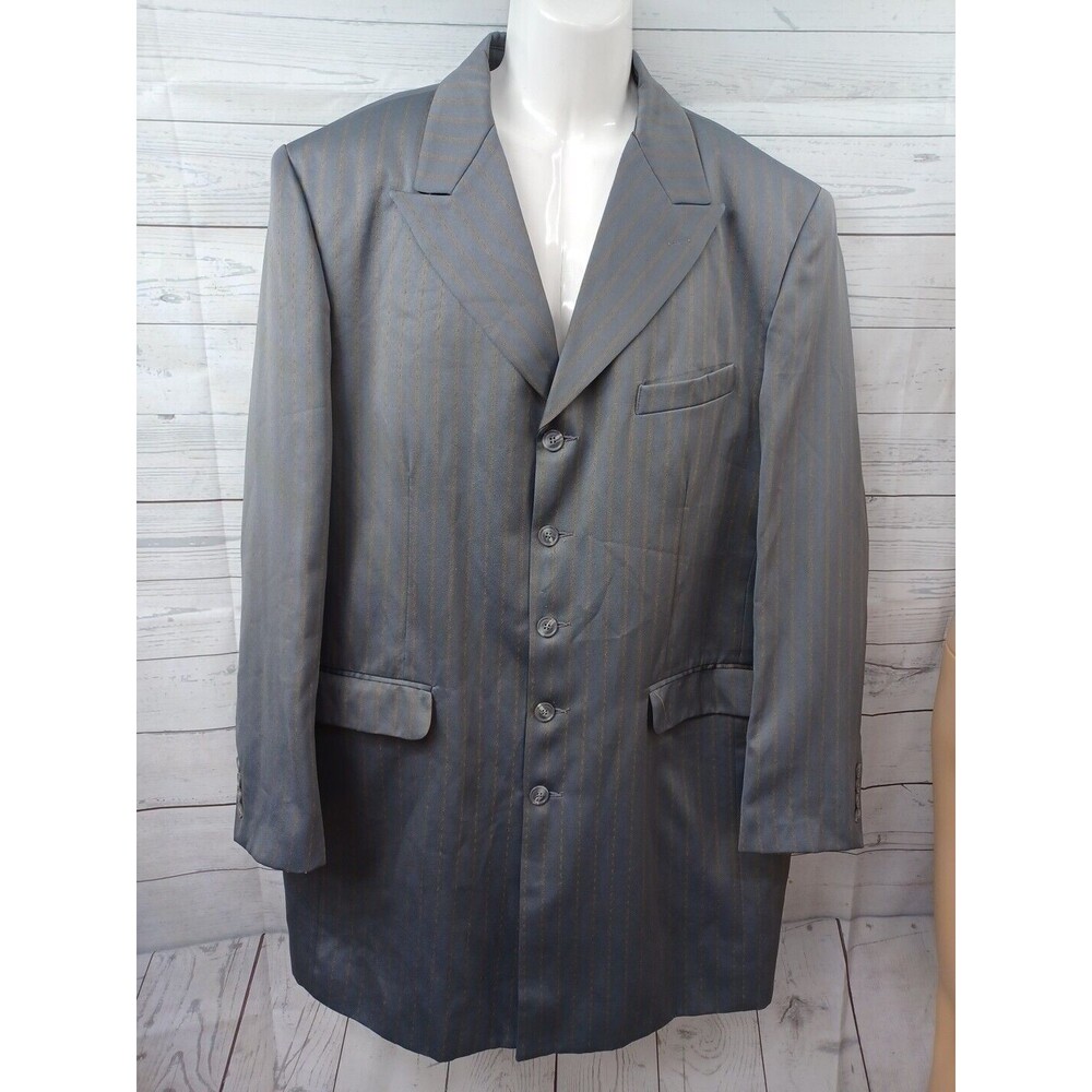 Zannini Suit Jacket Mens Gray Blazer Striped 48L Long